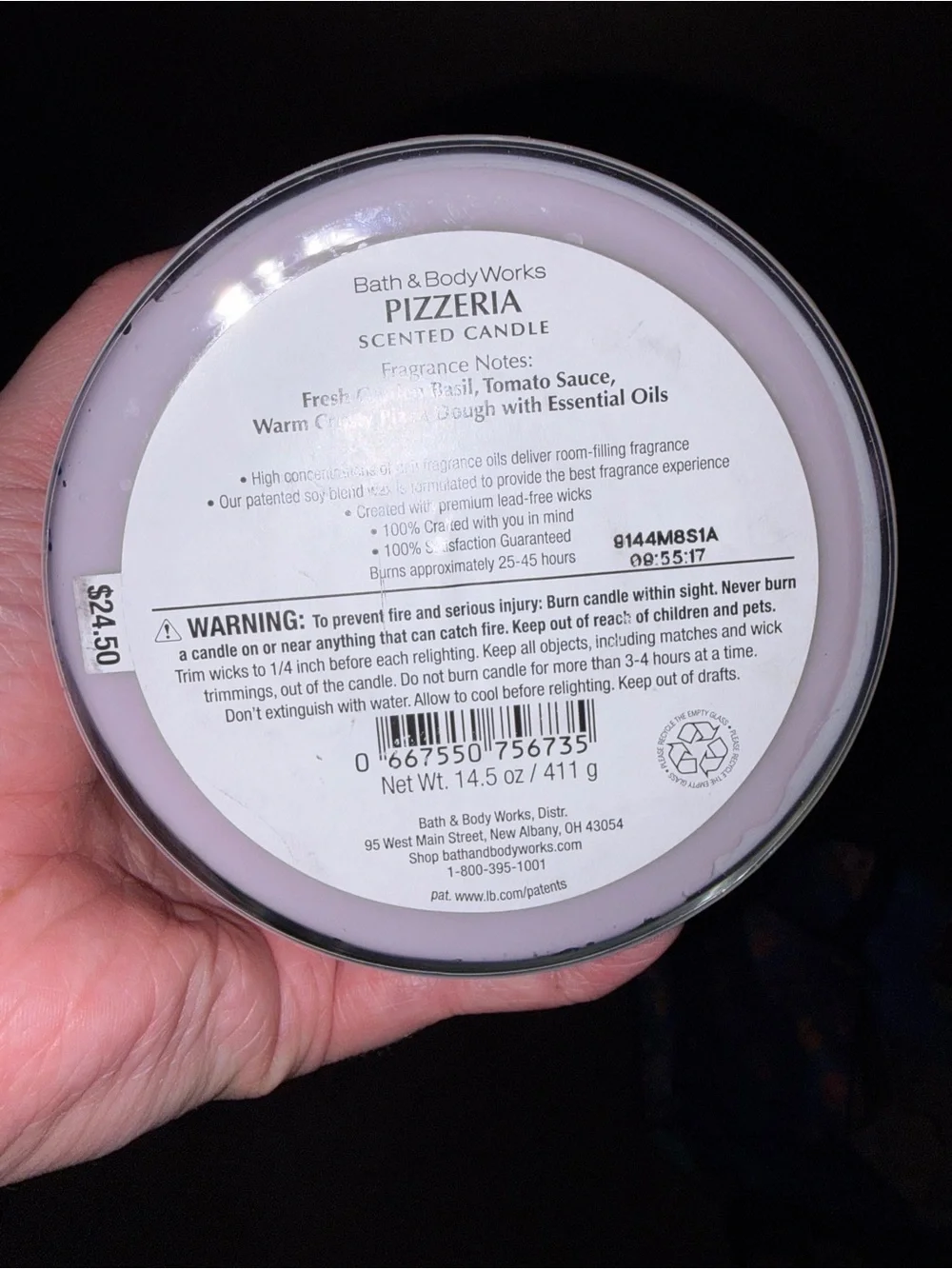 Bath & Body Works Rome Pizzeria Candle - Purple & White